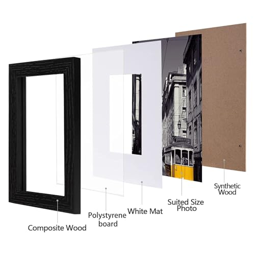 eletecpro 5x7 Picture Frames Set of 10 with Clear Acrylic Cover, Tabletop Decor, Displays 4x6 Photos with Mat or 5x7 Witho...