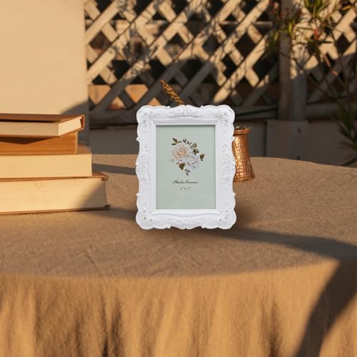 Coshar Rose Flower Design Picture Frame Vintage Photo Frame 5 x 7 Inch Antique Picture Frame Glass for Tabletop Wall Displ...