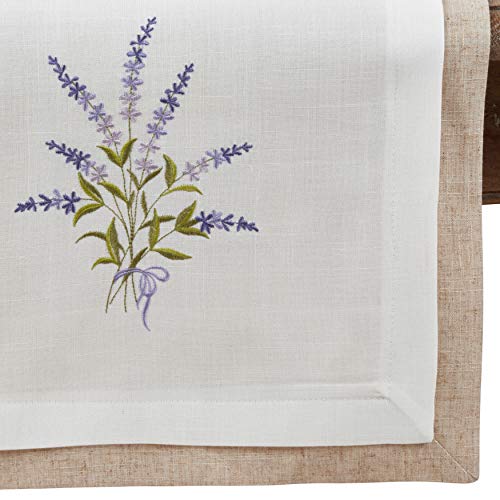 SARO LIFESTYLE 1984.I1672B Lavandula Collection Double Layer Lavender Runner 16" x 72" Ivory