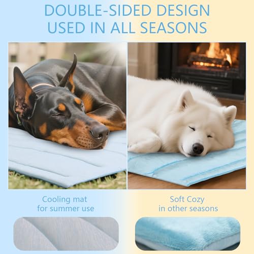 BECEMURU Dog Cooling Mat, Q-MAX＞0.45 Thickened Breathable Cold Pad for Summer Active Dog, 36"x23" Portable Washable Kennel...