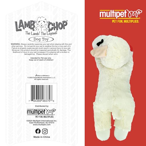 Multipet Lamb Chop Dog Plush Toy - Squeaky Toy for All Dogs - Extra Soft Plush - Stuffed Animal for Cuddling & Playing - J...