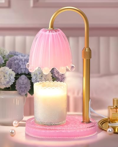 Cinsenten Flower Candle Warmer Lamp with Timer, Vintage Adjustable Glass Warmer Light for Jar Candles, Electric Wax Warmin...