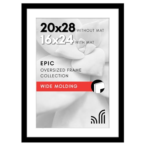 Americanflat 20x28 Picture Frame with Polished Plexiglass - Use as 16x24 Frame with Mat or Display 20x28 Photo Without Mat...