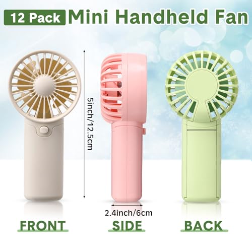 Rossesay 12 Pcs Mini Portable Fan Handheld Battery Operated Portable Small Personal Fans for Summer Beach Indoor Outdoor T...