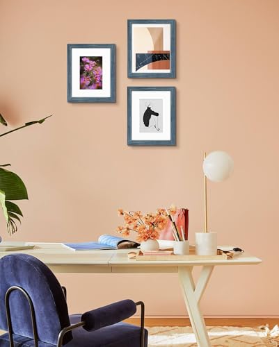Golden State Art, 8x10 Picture Frame with Mat for 5x7 Photo - High Definition Glass Wall Mounting or Tabletop Display (Blu...