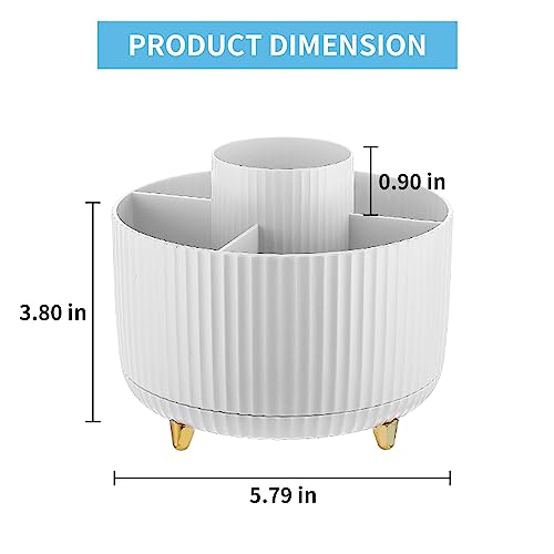 Marbrasse Desk Organizer, 360-Degree Rotating Pen Holder, Desk Organizers and Accessories with 5 Compartments Pencil Holde...