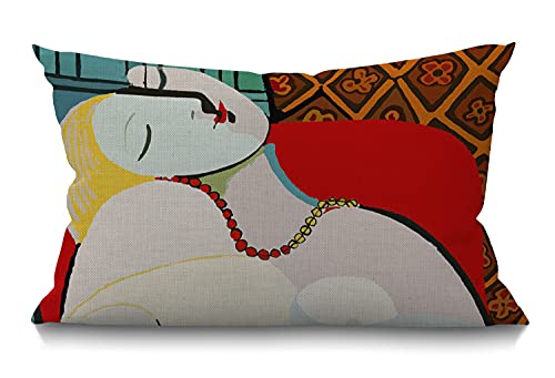 Smooffly Picasso Le Reve The Dream Farmhouse Pillow Cover Lumbar Pillow Cover Home Decorative Cotton Linen Cushion Case fo...