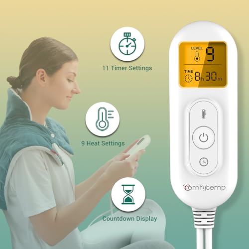 Comfytemp Heating Pad for Neck and Shoulders and Back, 2.6lb Weighted Electric Heating Pads FSA Eligible, Mothers Day Gift...