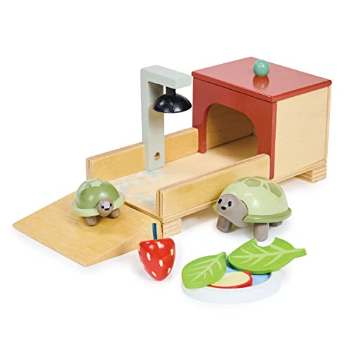 Tender Leaf Toys - Tortoise Pet Set - 10 Piece Wooden Animal Play Set with Mummy and Baby Tortoise, House, and Food - Grea...