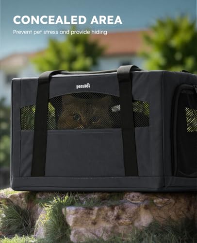 Pecute Cat Carrier Stable, Pet Carrier with Hidden Anxiety Relief Partition & Stable Steel Frame, Safe Cat Carrier for Car...
