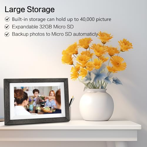 Frameo Digital Photo Frame,10.1 Inch WiFi Smart Digital Picture Frame with HD IPS Touch Screen,Auto-Rotate,Send Pictures f...