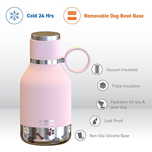 Asobu Buddy Bottle a Stainless Steel Insulated Water Bottle for with Removable Dog Water Bowl and Dog Food and Treat Stora...