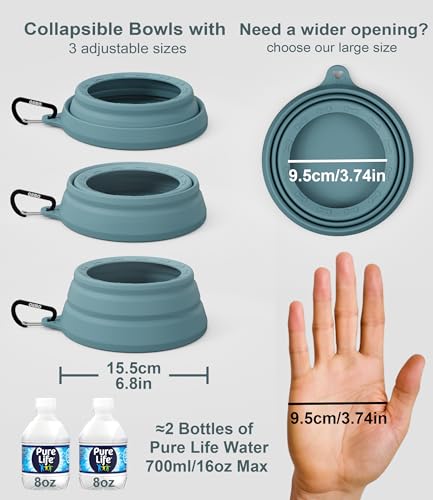 OHMO Spill Proof Collapsible Dog Water Bowl 24oz for Cars, No Splash Portable Bowls for Dog Travel, Pet Essentials for Roa...