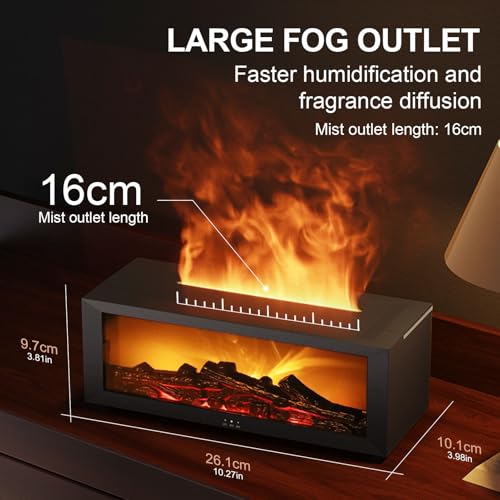 Essential Oil Diffuser, Fireplace Flame Aromatherapy Diffuser with 7 Colors Light, Oil Diffuser, Humidifier, Aroma Diffuse...