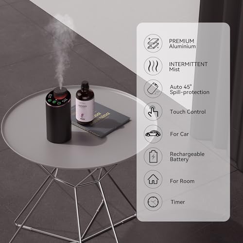 Waterless Essential Oil Diffuser Aromatherapy Scent Diffusers for Home Large Room, Bedroom, Car, Office, Desk, Battery Ope...