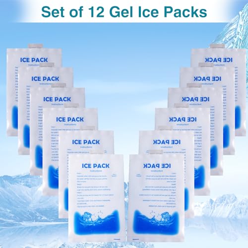 12Pcs Gel Ice Packs for Cooling Vest - Cold Packs for Ice Cooling Safety Vest, Reusable Ice Packs for Injuries Food Preser...