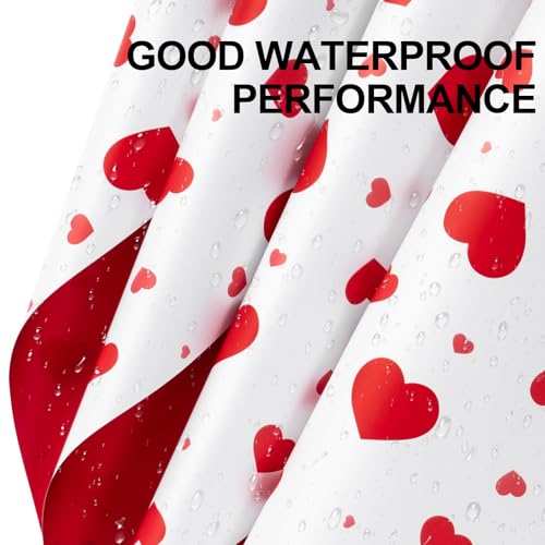 LeZakaa 20 Sheets Flower Wrapping Paper, Red Heart Design Waterproof Floral Bouquet Paper for Valentine's Day, Wedding, An...