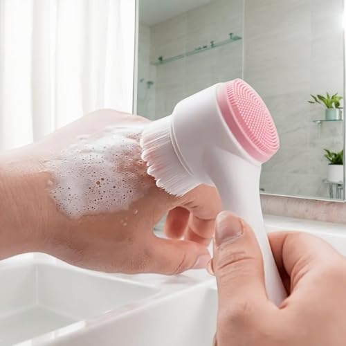 Face-Contour-Brushes Double-Headed Facial Cleansing Brush Soft Hair Silicone Cleanser for Home Use Manual Scrub Deep Clean...