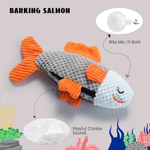 Nocciola 4 Packs Crinkle Squeaky Dog Toys for Aggressive Chewers, Tough Durable Stuffed Plush Rope Tug Puppy Chew Toy for ...