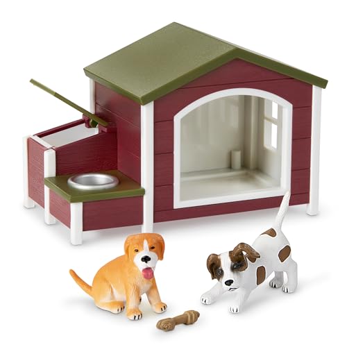Terra by Battat – 5 Pieces Dog House Playset with Toy Dog Figurines – Durable & Realistic Animal Figures for Toddlers – Ed...