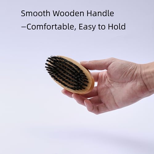 Goat Brushes for Grooming 2 Pack, Wooden Livestock Brush Set for Goats, Sheep, Calves, Horses, Dogs and Pigs, Soft Boar Br...