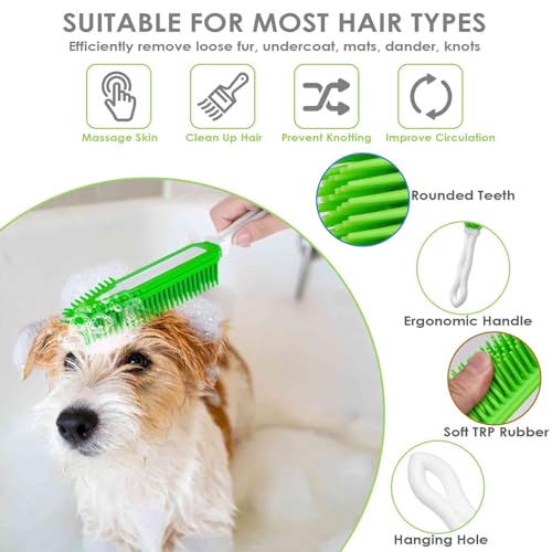 BRILLIRARE 2 Pack Dog Grooming Bath Brush, Premium Soft Silicone Pet Brushes with Handle, Shampoo Soothing Comb for Wet Dr...