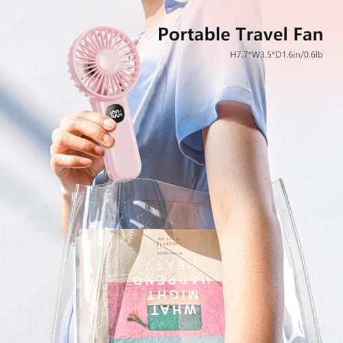 xigmer Portable Fan, 2-Pack Rechargeable Handheld Fans with 12H Battery, 5-Speed 180° Foldable USB Fan, Cooling Face Fan w...