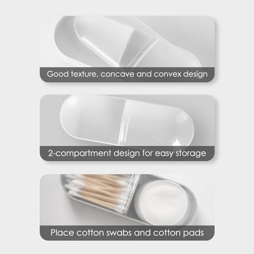 Adorila 2-Pack Travel Cotton Swab & Round Holder, 2-Compartment Organizer with Silicone Band Closure for Luggage & Weekend...