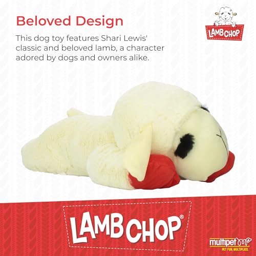 Multipet Lamb Chop Dog Plush Toy - Squeaky Toy for All Dogs - Extra Soft Plush - Stuffed Animal for Cuddling & Playing - J...