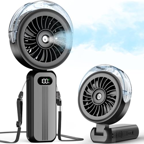Otlonpe Handheld Misting Fan Portable, Powerful High Speed, Small Personal Rechargeable Cooling Mister Fan Water Spray Mis...