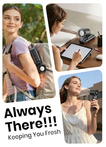 Deyhoc Portable Handheld Turbo Fan, 1-199 Speed Adjustable with LED Display, High-Power Motor, Rechargeable Battery, 4 IN ...