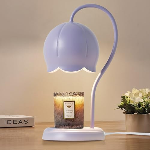 Mahbahole Light Blue Cute Flower Candle Warmer Lamp with Timer Dimmable, Bedroom House Office Aesthetic Living Girls Room ...