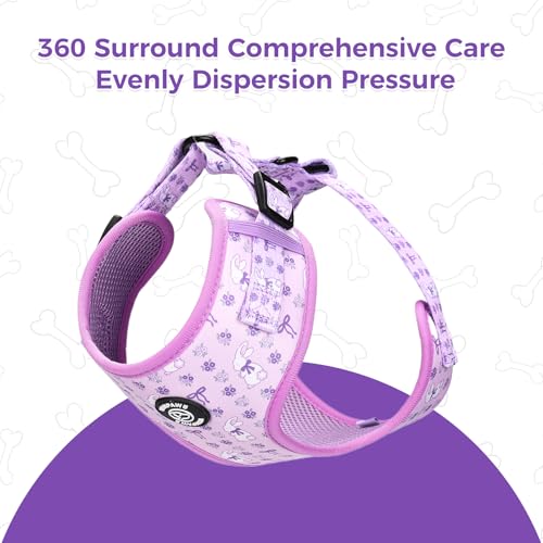 Dog Harness and Leash Collar Set with Dog Poop Bag Holder and Bandanas, Escape Proof Adjustable Puppy Cat Vest with Soft M...