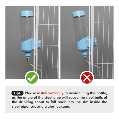 Vannon Top Fill Small Animal Water Dispenser for Cage, 23oz Auto Feeding Crate Water Bottle for Rabbit, Chinchilla, Ferre...