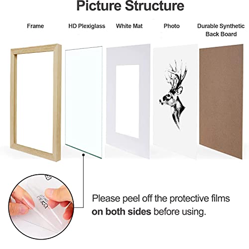 Yaetm 16x20 Picture Frame Matted to 11x14 Set of 4, Natural Solid Oak Wood 16x20 Frame for Gallery Wall, Photos, Posters &...