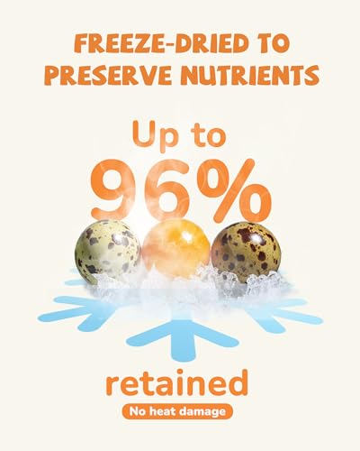 PAWUP Freeze Dried Cat & Dog Treats, Natural Quail Egg Yolk, Single Ingredient, High-Protein Pet Snacks for Skin & Coat He...