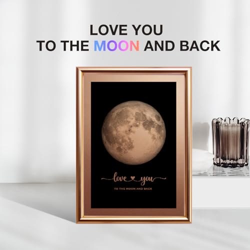IGREAN I Love You to the Moon and Back - Bronze Moon Print in Frame, Great Gift for Special Occasion, Engagement, Wedding,...