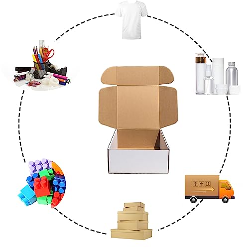 Shipping Boxes 9x9x4 inch Pack of 20，Livejun White Corrugated Cardboard Box Mailer Boxes for Packaging Small Business Ship...