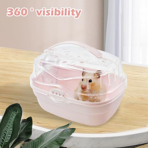 MUYG Hamster Carrier Cage with Water Bottle,Portable Hamsters Travel Cage Plastic Guinea Pig Carrying Cases Small Animal C...