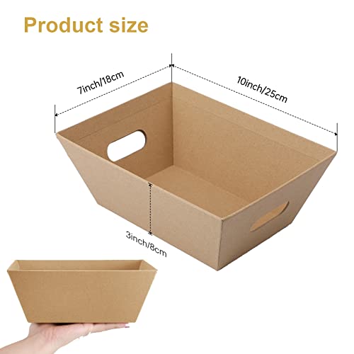Canlierr 50 Pcs Baskets for Gifts Empty Set 12 Pcs 10 x 7 x 3 Thick Kraft Market Tray Small Gift Baskets 18 Clear Gift Bag...