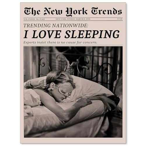 VERENIX Retro Black and White Feminist Wall Art Newspaper Aesthetic Canvas Posters Vintage Funky Girl Sleeping Prints for ...