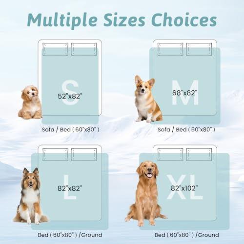 COZY KISS Dog Cooling Mat 68"x82" Q-Max>0.4, Waterproof Pet Cooling Pad, Leakproof & Non-Slip Dog Bed Cover, Washable Furn...