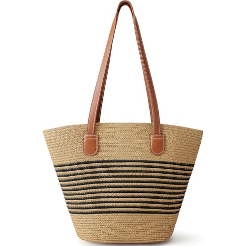 Beach Bags for Women, Summer Straw Beach Bag Straw Purse Shoulder Handbags Large Beach Tote for Summer Vacation