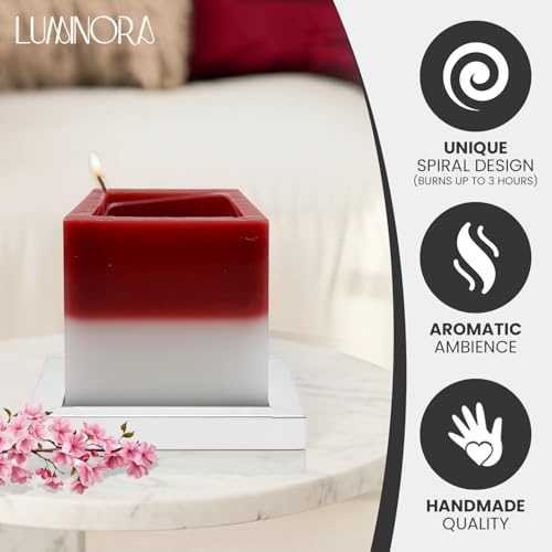 LUMINORA Spiral Scented Candle for Women & Men | Hand-Crafted Decorative Soy Wax Candle | Wooden Wick | Unique Twisted Spi...