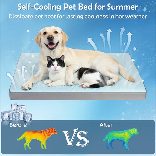 Tivray Cooling Dog Bed, 44" x 32" Orthopedic Dog Beds Large Sized, Waterproof Self-Cooling Pet Mat for Summer with Removab...