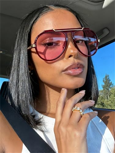 GUVIVI Oversized Aviator Sunglasses for Women Men 2026 70s Retro Gold Metal Sun Glasses Tangle Free Square Aviators