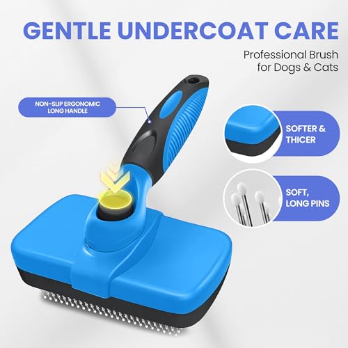 Self Cleaning Shedding Brush - 5-in-1 Professional Pet Grooming Kit Skin Friendly Grooming Tool for Dogs, Cats, and Puppie...