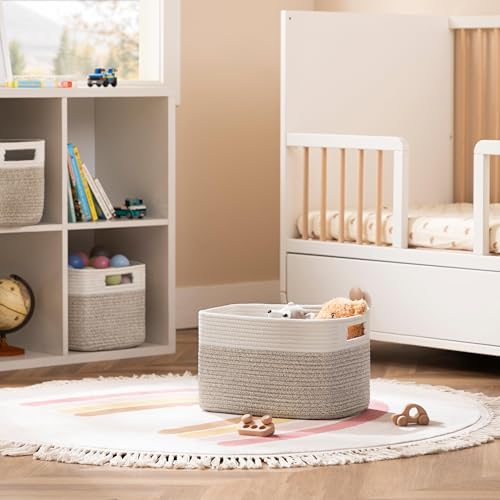 UBBCARE 4 Pack Storage Baskets for Organizing, Shelf Baskets with Handles, Woven Storage Baskets for Bookcase/Cube Shelf/C...