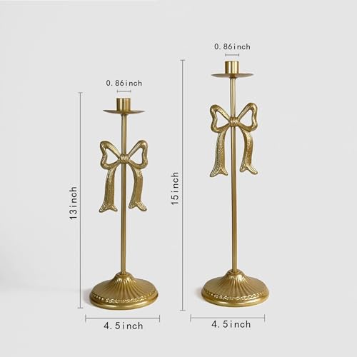 Remenna Bow Taper Candle Holders, Set of 2 Candle Stick Holders Set, Modern Decorative Centerpiece for Table Mantel Weddin...