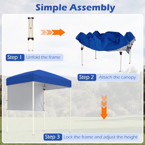 Tangkula 6x4 Ft Pop Up Canopy, UPF 50+ Instant Setup Canopy Tent with Sidewall, 4 Stakes, Portable Outdoor Canopy with Car...